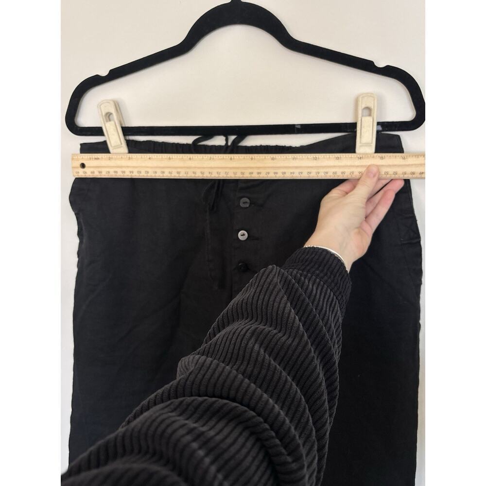 100% Linen Wide Leg Pants Women 14W Tall Black Comfort Quiet Luxury Lagenlook - Picture 7 of 12